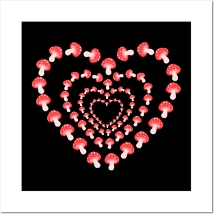 heart shaped red mushrooms Posters and Art